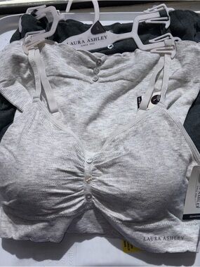 Gray & Black Ribbed Bralette & Bottoms set